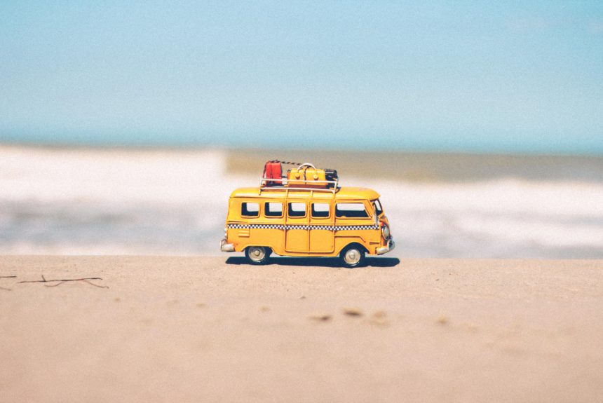 summer adventure image toy van on beach