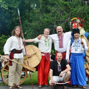 a group of ukrainians dressed in cultural attire in celebration of Mykhalivka festival