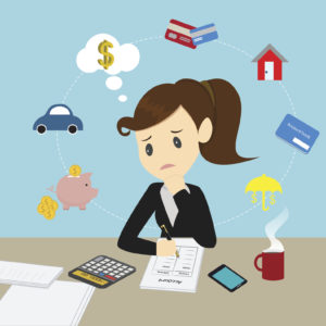 Businesswomen Managing account and expenditure finances for income