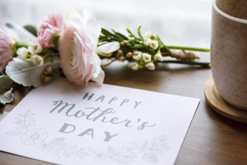 Happy mothers day sign with flowers