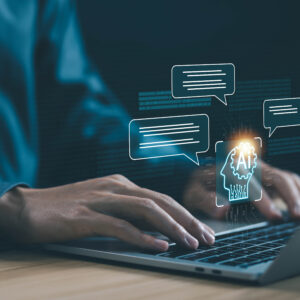 ai chat digital technology, business communication, and development of smart robot conversation, bot artificial intelligence open for customer, concept command prompt chatbot generates information Exploring AI in the Credit Union Space: Innovation, Security & Member Experience